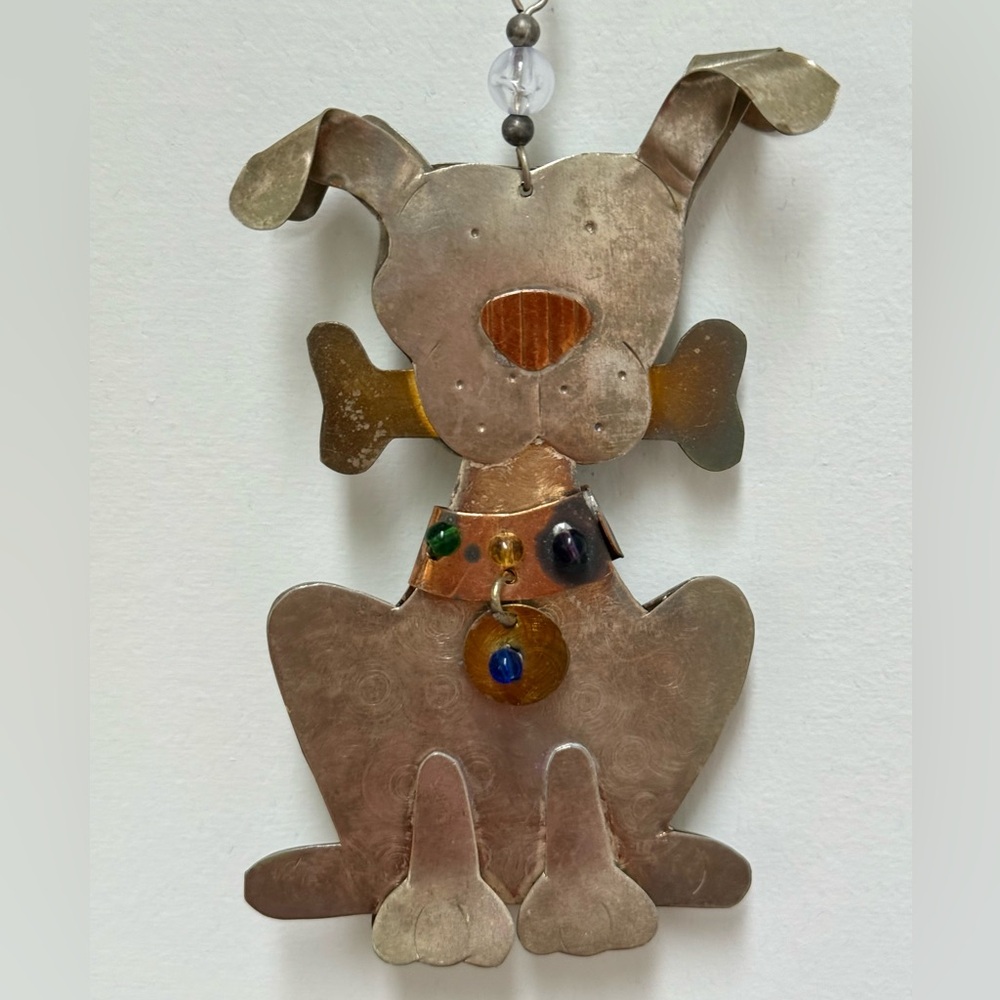 Metallic Dog Ornament with Colorful Accents